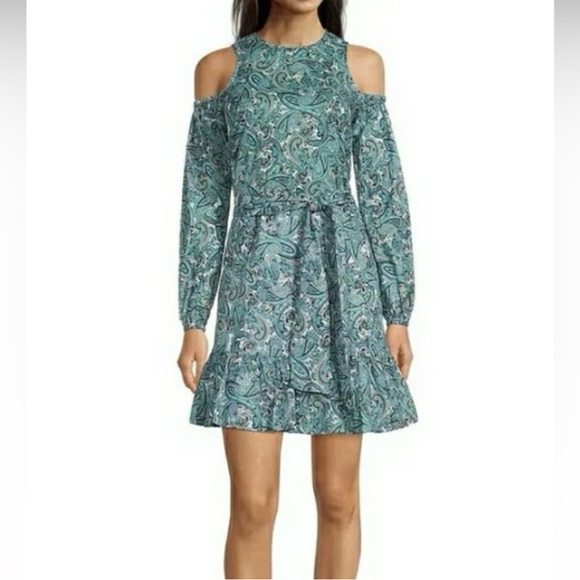 Michael Kors Dresses & Skirts - MICHEAL KORS Paisley Print Cold Shoulder LS Dress, XL